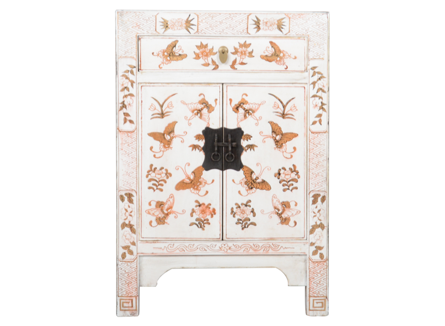 Chinese Cabinet White Handpainted Butterflies W58xD37xH85cm