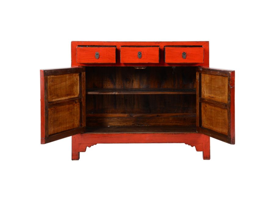Fine Asianliving Antique Chinese Sideboard Red Glossy W105xD40xH100cm