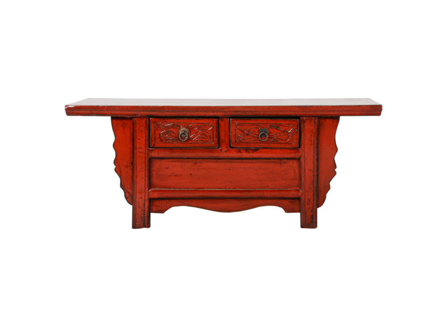 Armoire Chinois Ancien Rouge Brillant L101xP39xH40cm