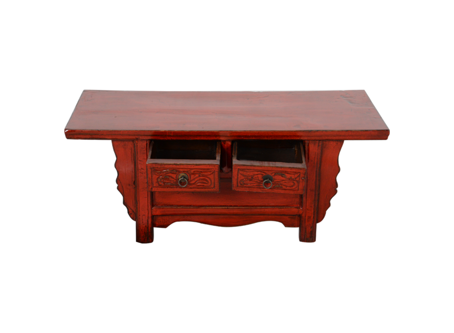 Armoire Chinois Ancien Rouge Brillant L101xP39xH40cm