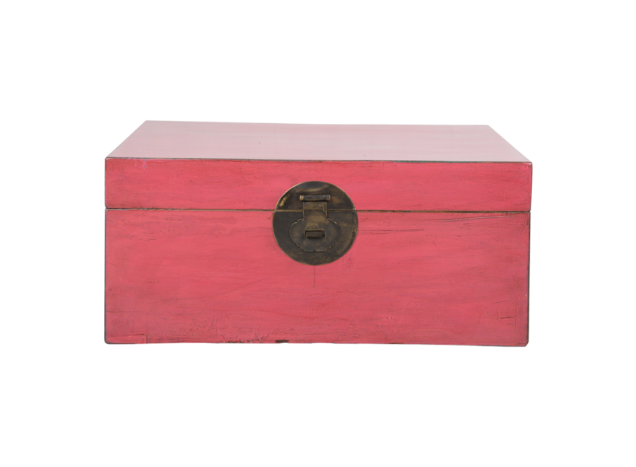 Coffre Chinois Antique Rose Rose Brillant L93xP60xH43