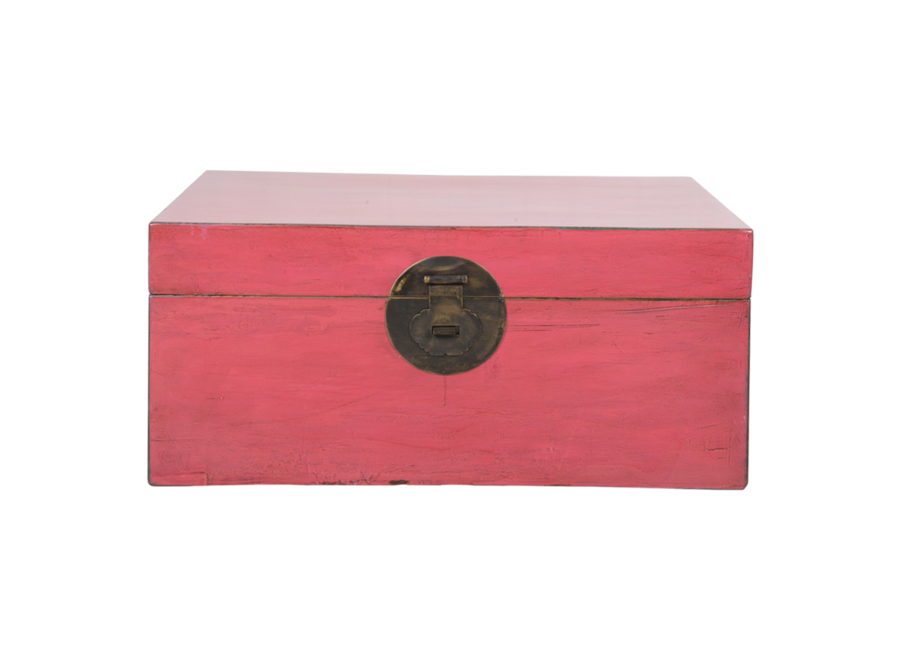 Fine Asianliving Antique Chinese Chest Rose Pink Glossy W93xD60xH43