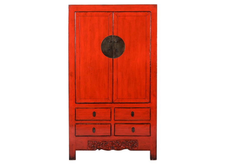 Armario de Boda Chino Antiguo Rojo Brillante Aprox. An103xP49xAl186cm