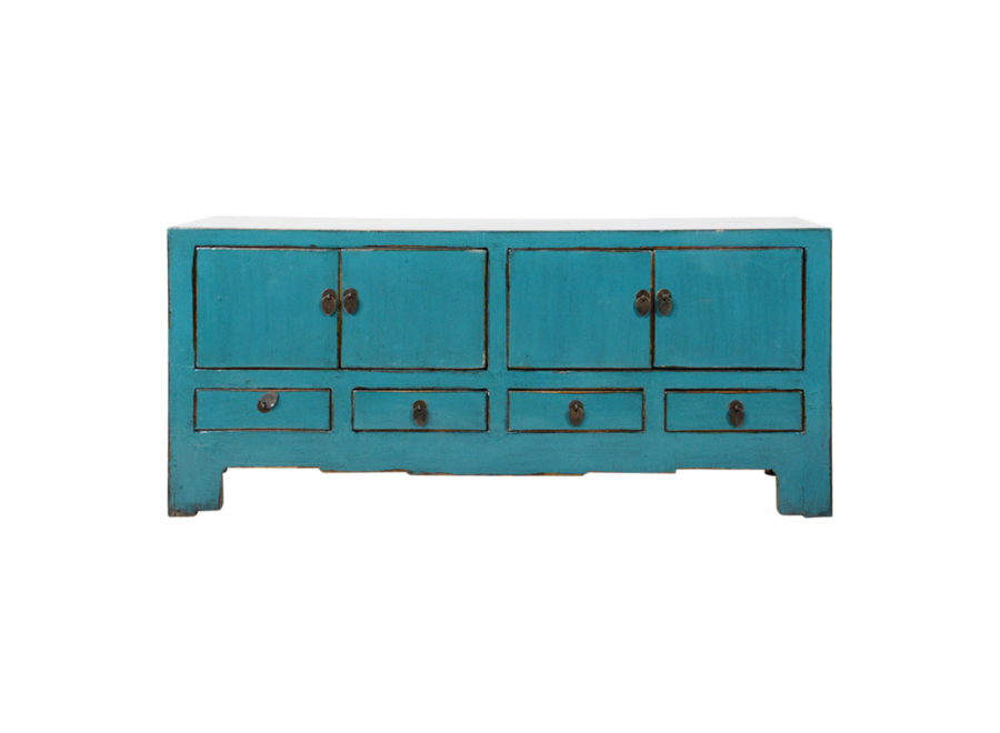 Antique Chinese TV Cabinet Blue Glossy W135xD39xH60cm
