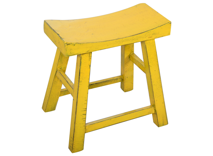 Fine Asianliving Chinese Stool Yellow Glossy W46xD22xH47cm