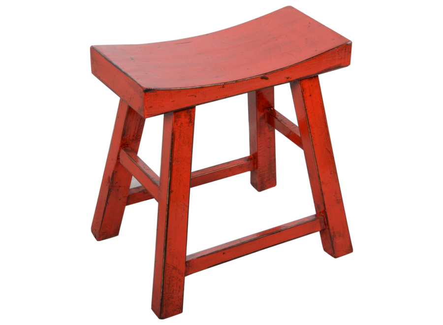 Tabouret Chinois Rouge Brillant L46xP22xH47cm