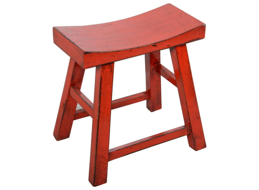 Sgabello Cinese Rosso Lucido L46xP22xH47cm