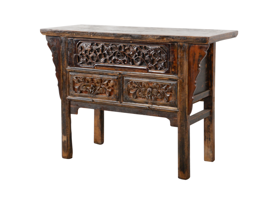 Fine Asianliving Table Console Chinoise Antique Sculptée à La Main L120xP48xH86cm