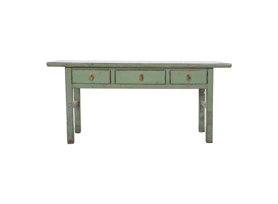 Fine Asianliving Antique Chinese Console Table Mint Grey Glossy W181xD45xH83cm