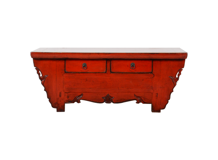 Mueble de TV Chino Antiguo Rojo Brillante An107xP44xAl42cm