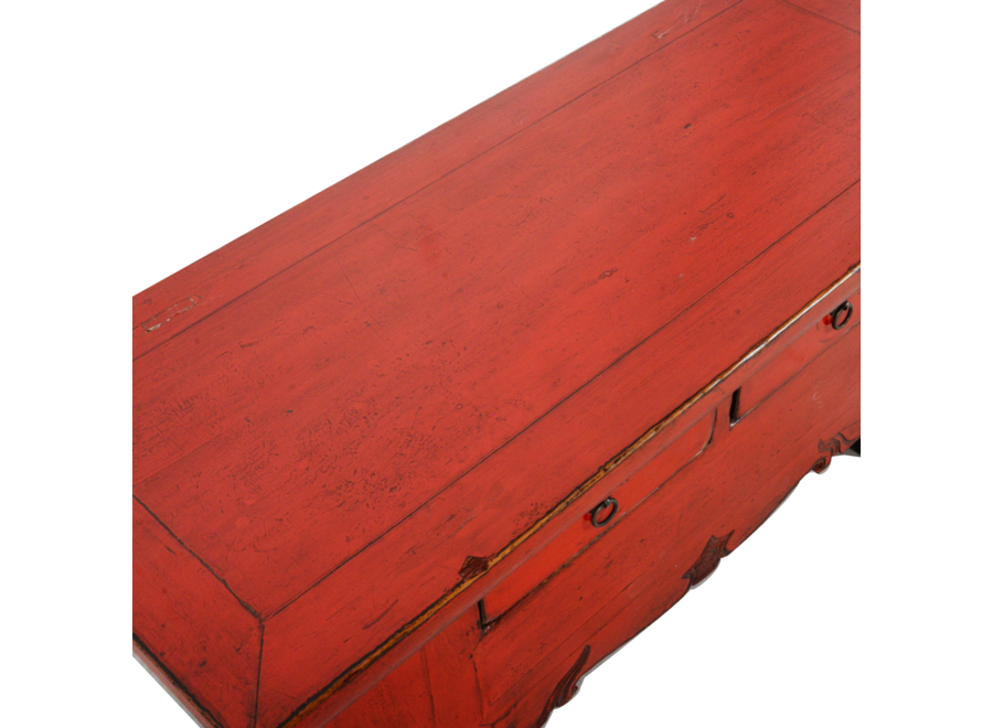 Mueble de TV Chino Antiguo Rojo Brillante An107xP44xAl42cm