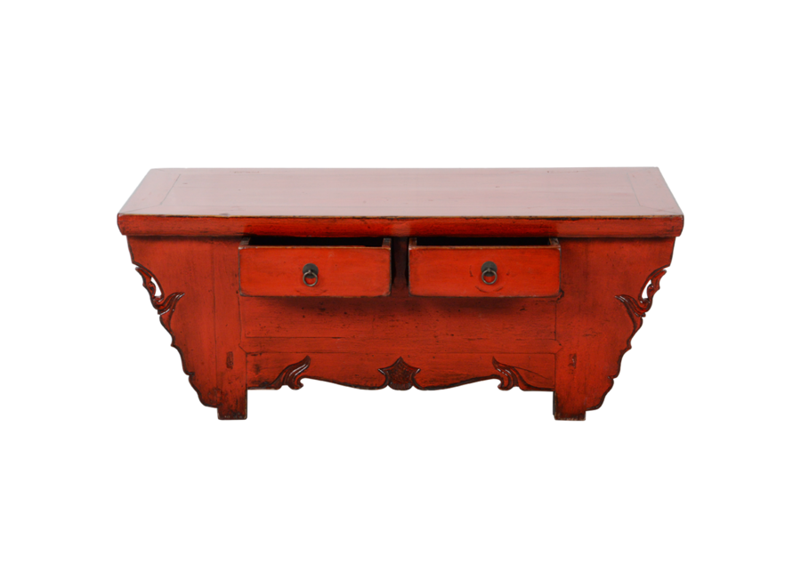 Mueble de TV Chino Antiguo Rojo Brillante An107xP44xAl42cm