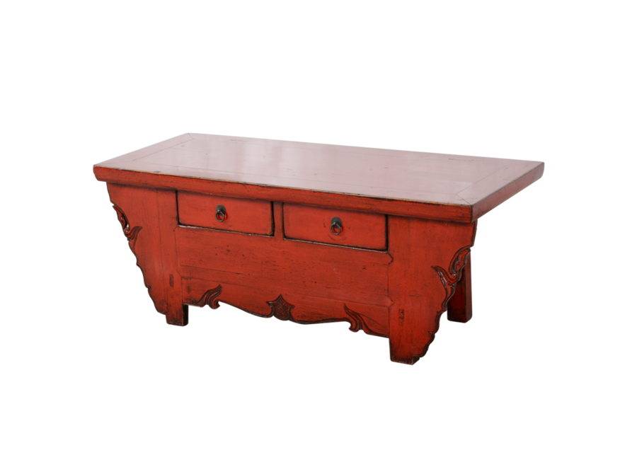 Mueble de TV Chino Antiguo Rojo Brillante An107xP44xAl42cm