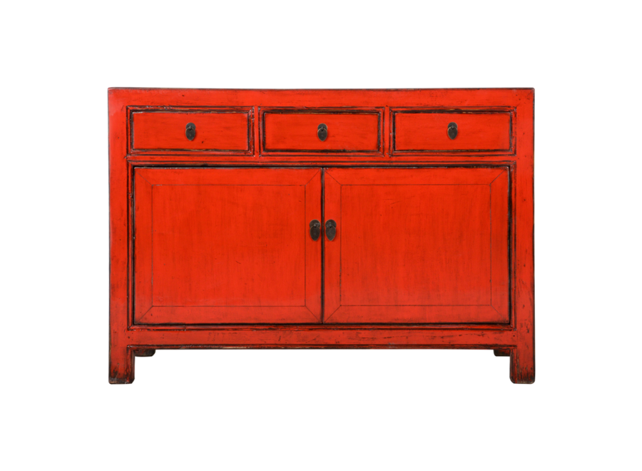 Antique Chinese Sideboard Red High Gloss W128xD40xH90cm
