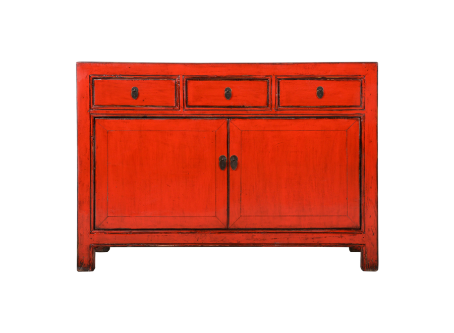 Aparador Chino Antiguo Rojo Alto Brillo A128xP40xAlt90cm