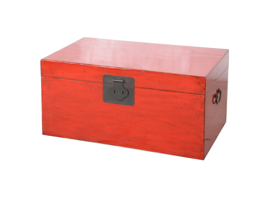 Fine Asianliving Antique Chinese Chest Red Glossy W88xD52xH43cm