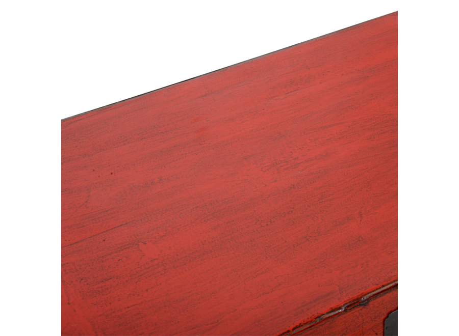 Cassapanca Cinese Antica Rossa Lucida L92xP53xH41cm
