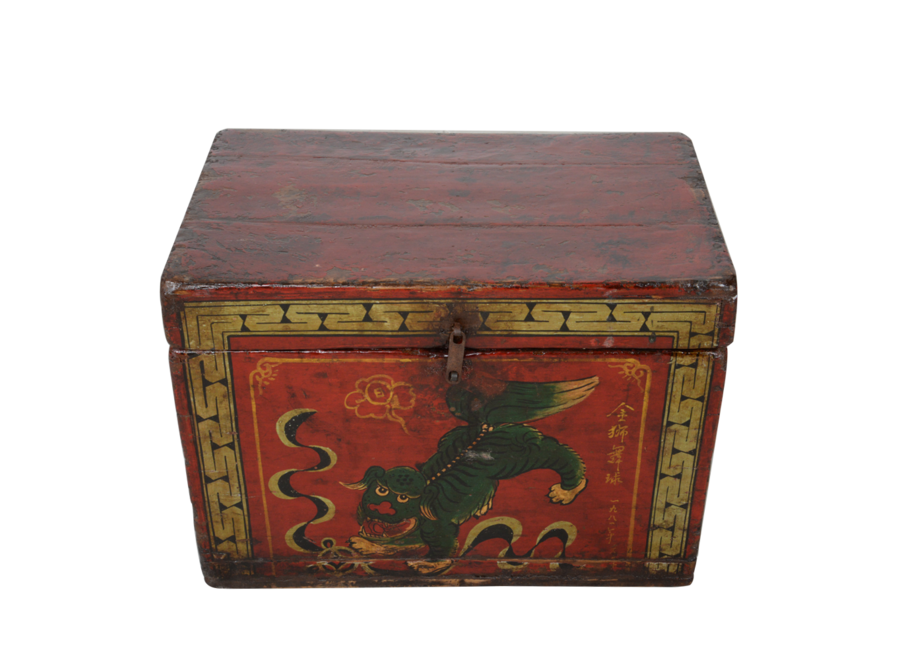 Boîte Chinoise Ancienne Peinte à la Main Mythe Chinois