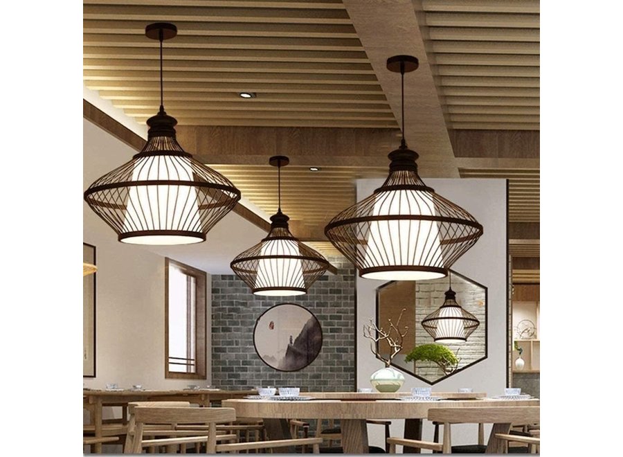 Lámpara colgante de bambú Oliver negro D46xH40cm