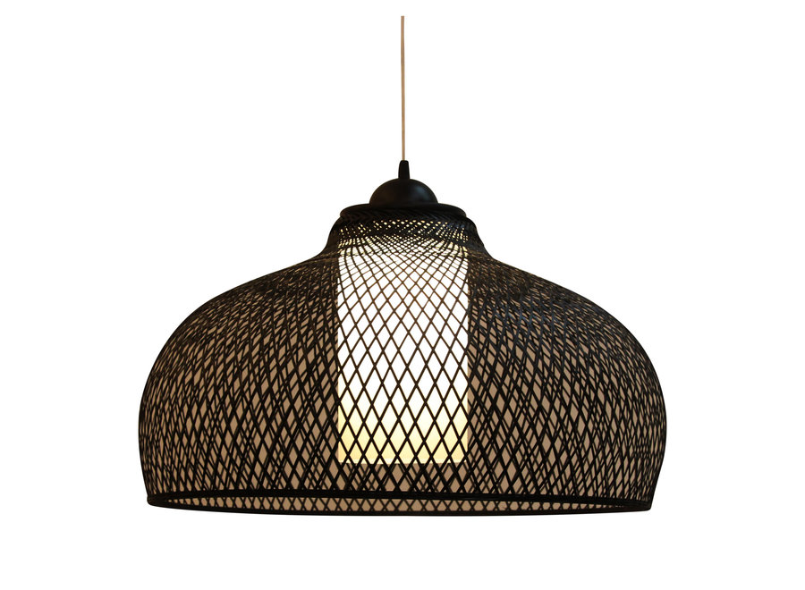 Bambus Hängelampe Pendelleuchte Schwarz Handgefertigt - Robin D52xH30cm