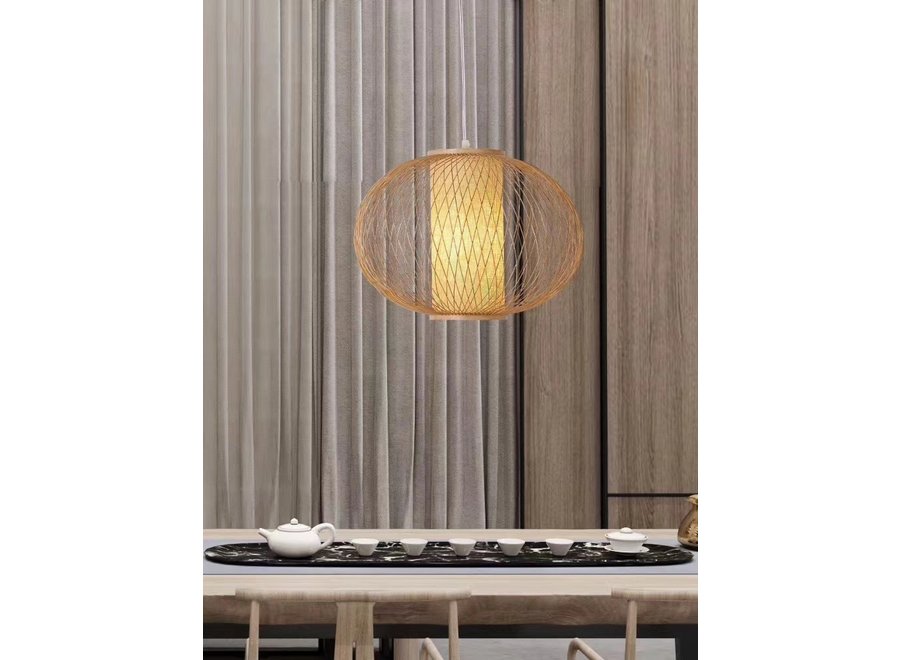 Lampe á Suspension en Bambou Fait Main - Sophia L40xP40xH33cm