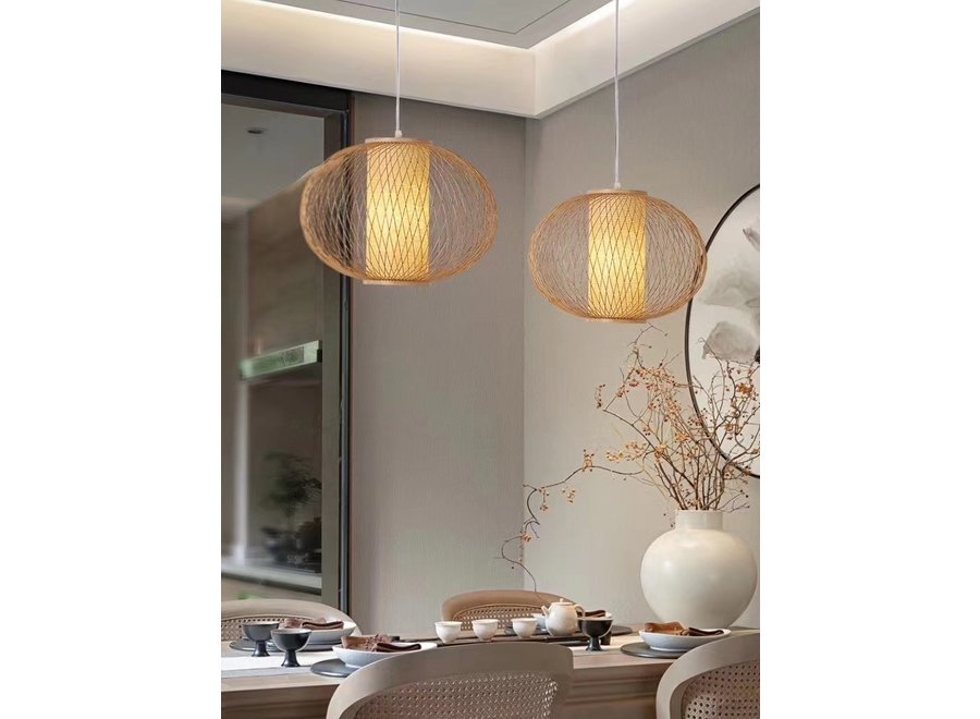 Bamboo Lampshade Pendant Light Handmade - Sophia D40xH33cm