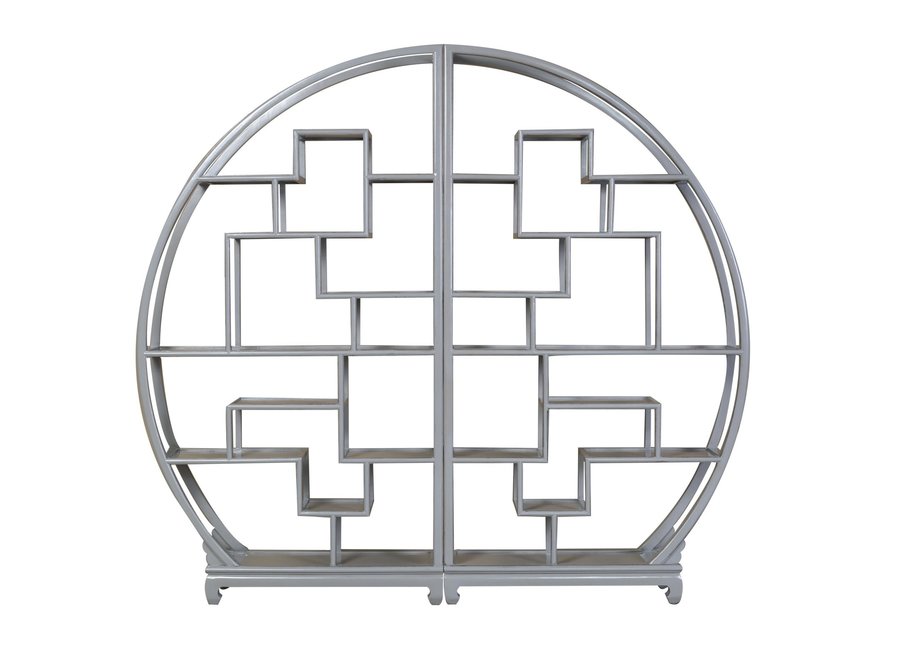 Vitrine Ouverte Ronde Chinoise Gris Pastel L176xP26xH192cm