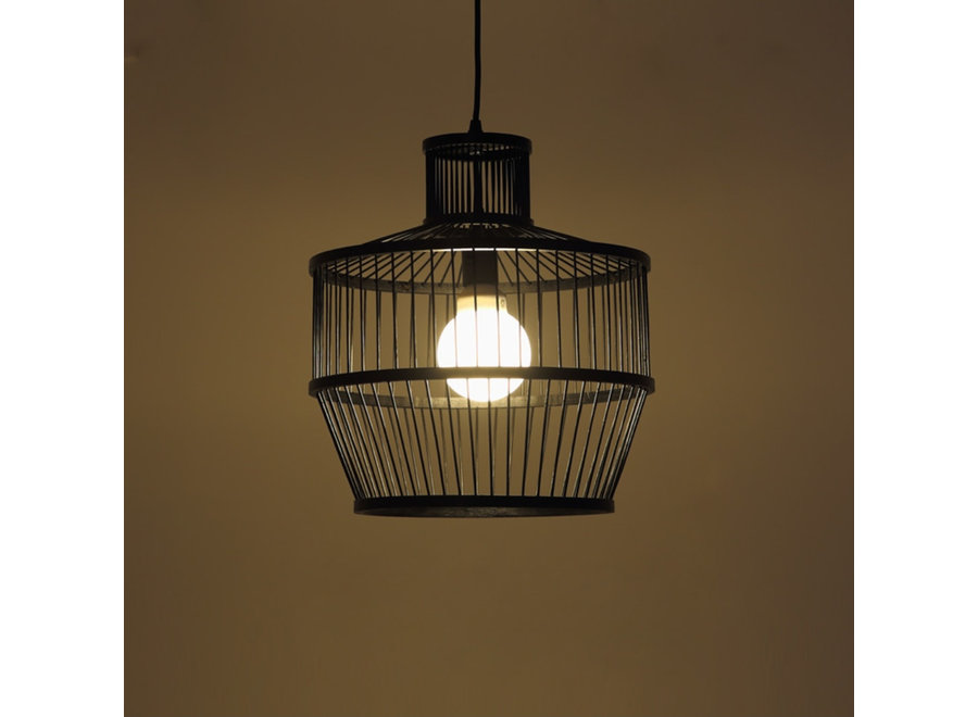 Bamboo Pendant Light Black Handmade - Melvin D34xH35cm