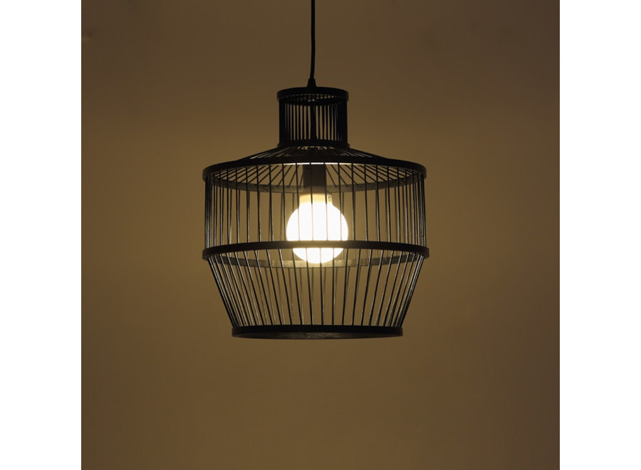 Lampe á Suspension Bambou Noir Fait Main - Melvin D34xH35cm