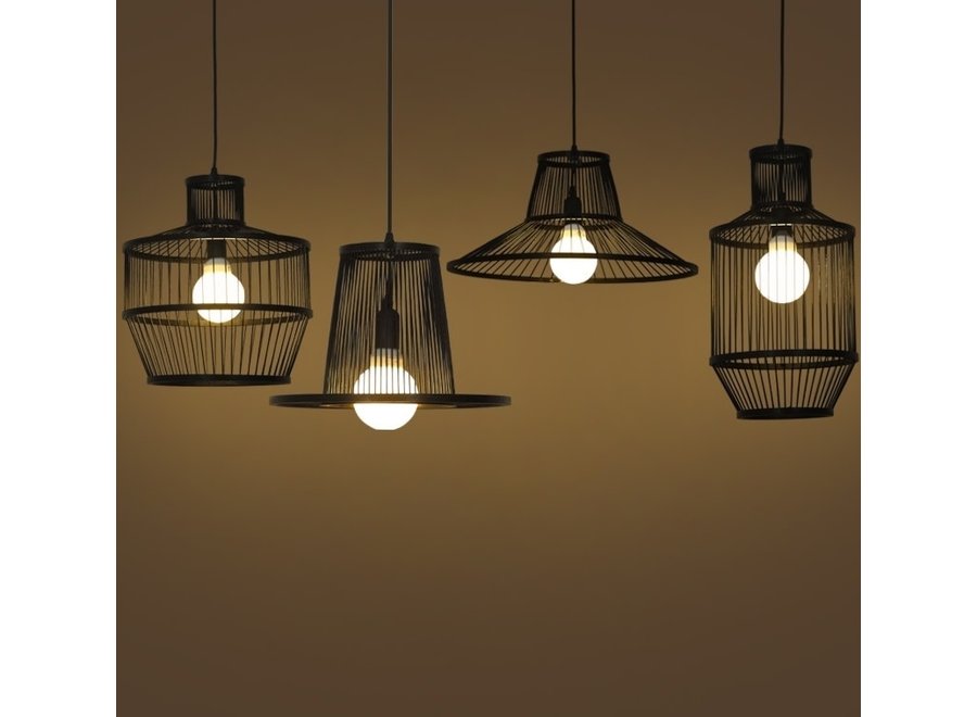 Lampada a sospensione in bambù nera fatta a mano - Melvin D34xH35cm