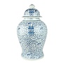 Tarro de Jengibre Chino Porcelana Doble Suerte Azul y Blanco D.31 x Alt.52 cm