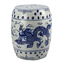 Keramik Hocker Blau Weiß Drache Porzellan B33xH45cm
