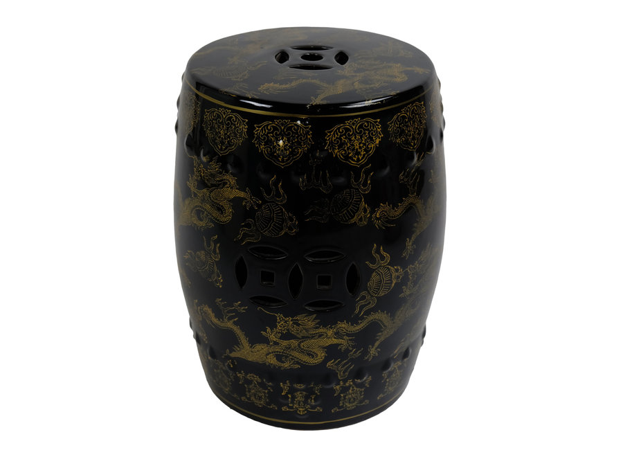 Ceramic Garden Stool Dragon Black B33xH45cm