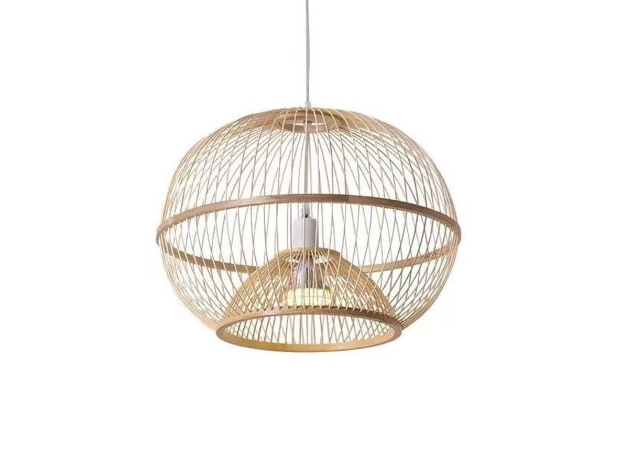 Lampe á Suspension en Bambou Fait Main - Sisley L50xP50xH40cm