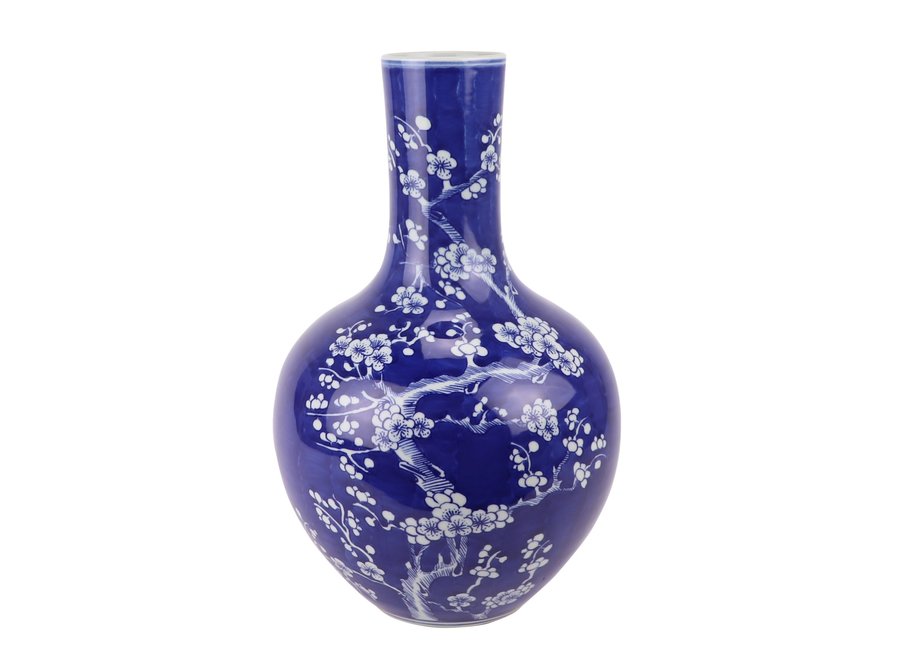 Vaso Cinese Porcellana Blu Fiori Dipinti A Mano D22xH36cm