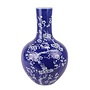 Jarrón Chino de Porcelana Flores Pintado a Mano Azul D22xAlto36cm