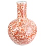 Grande Vaso Cinese Porcellana Drago Bianco Rosso Dipinto a Mano D37xH53cm