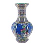 Vase Chinois Porcelaine Fleurs Oiseaux Bleu D19xH32cm