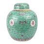 Chinese Ginger Jar Green Handpainted Longevity D21xH25cm