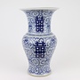 Vaso Cinese Blu Bianco Doppia Felicità D21xH35cm