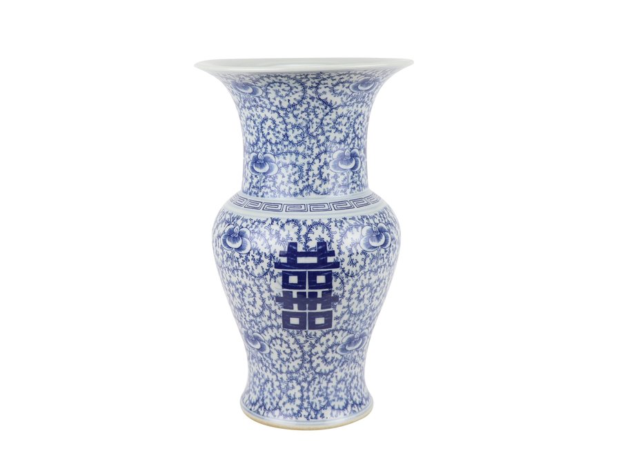 Chinese Vase Blue White Double Happiness D21xH35cm