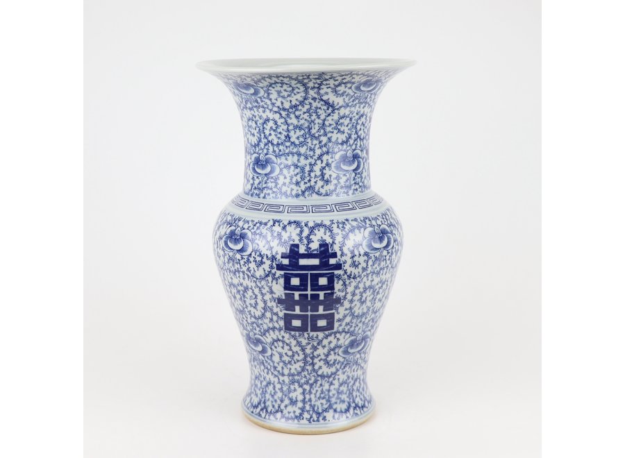 Chinese Vase Blue White Double Happiness D21xH35cm