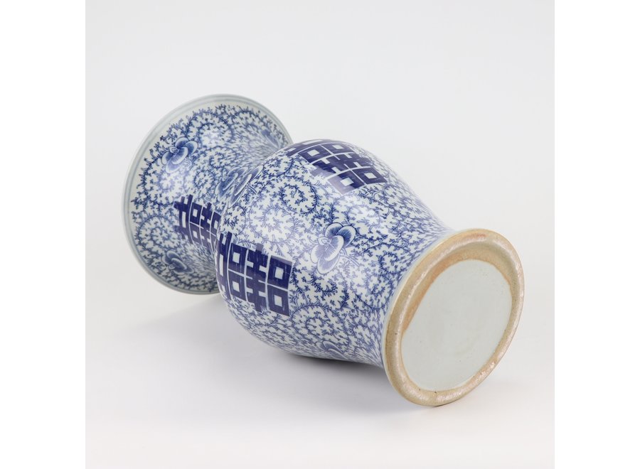 Chinese Vase Blue White Double Happiness D21xH35cm