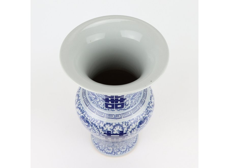 Chinese Vase Blue White Double Happiness D21xH35cm
