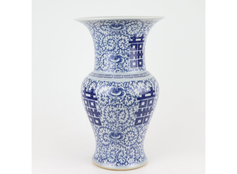 Chinese Vase Blue White Double Happiness D21xH35cm
