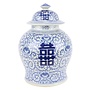 Pot à Gingembre Chinois Bleu Blanc Porcelaine Double Bonheur D18xH24cm