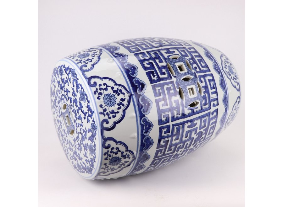 Fine Asianliving Tabouret en Céramique Handpainted Blue White D35xH47cm