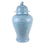 Ginger Jar Cinese Pesci di Koi blu Fatti a Mano D28xH56cm