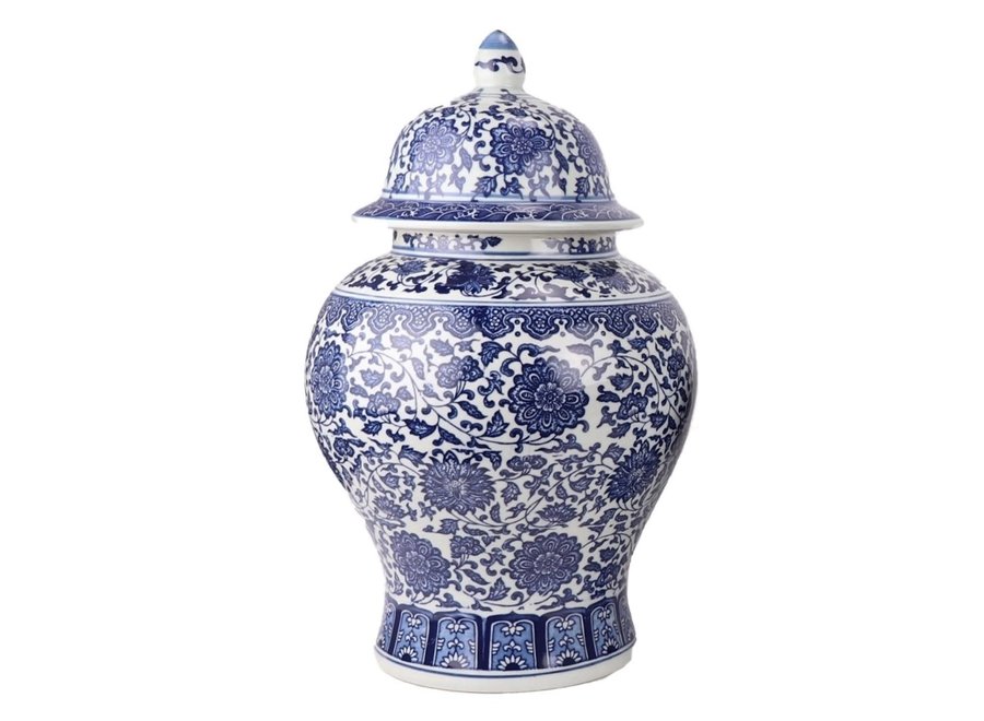 Fine Asianliving Pot à Gingembre Chinois Porcelaine Lotus Bleu Blanc D27xH42cm