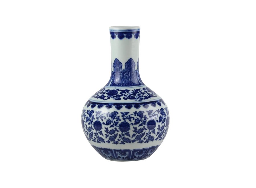 Vase Chinois Porcelaine Lotus Bleu Blanc D20xH30cm